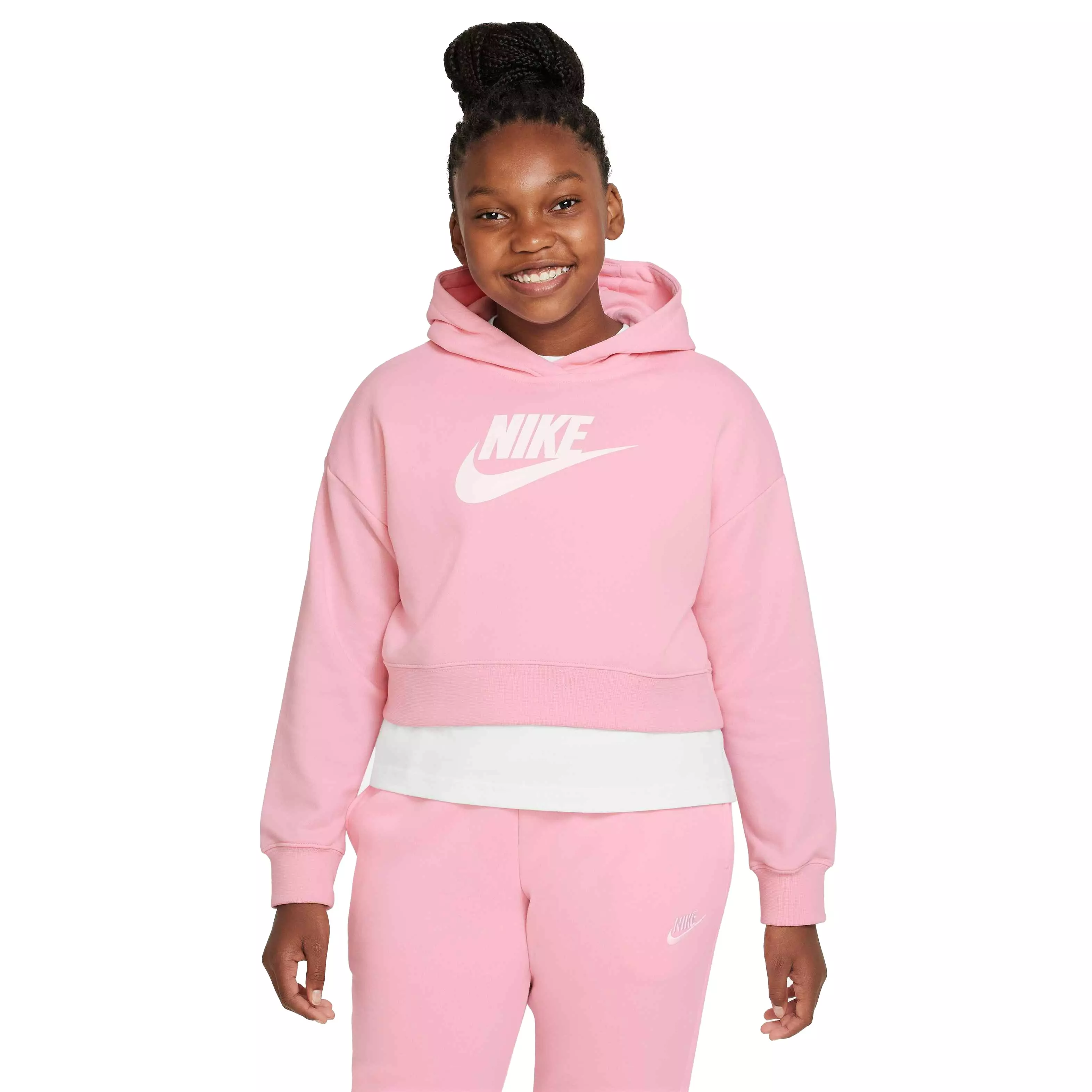 Nike Big Girls Sportswear French Terry Cropped Hoodie Hibbett